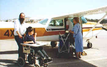 The airplane comes in to take the children for a ride over Jerusalem